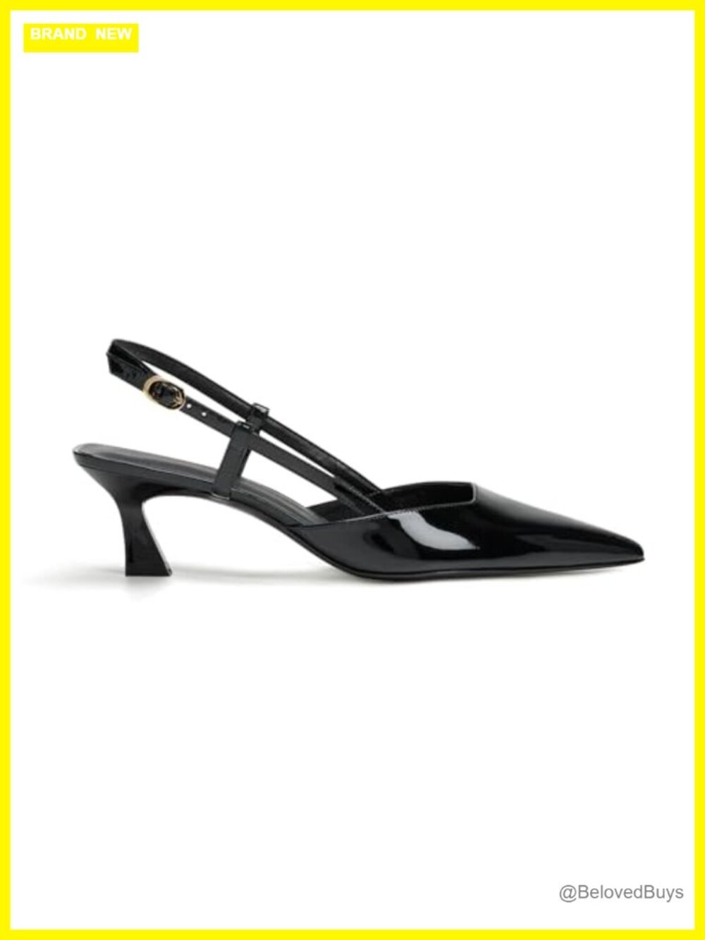 Women's Faux Leather Slingback Kitten Heel Pump Pointed Toe Business Casual